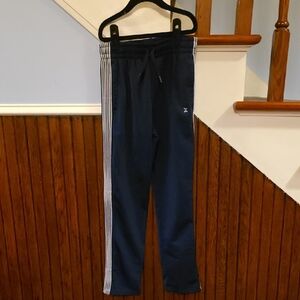 Kids Navy Blue Track Pants with Side Stripes